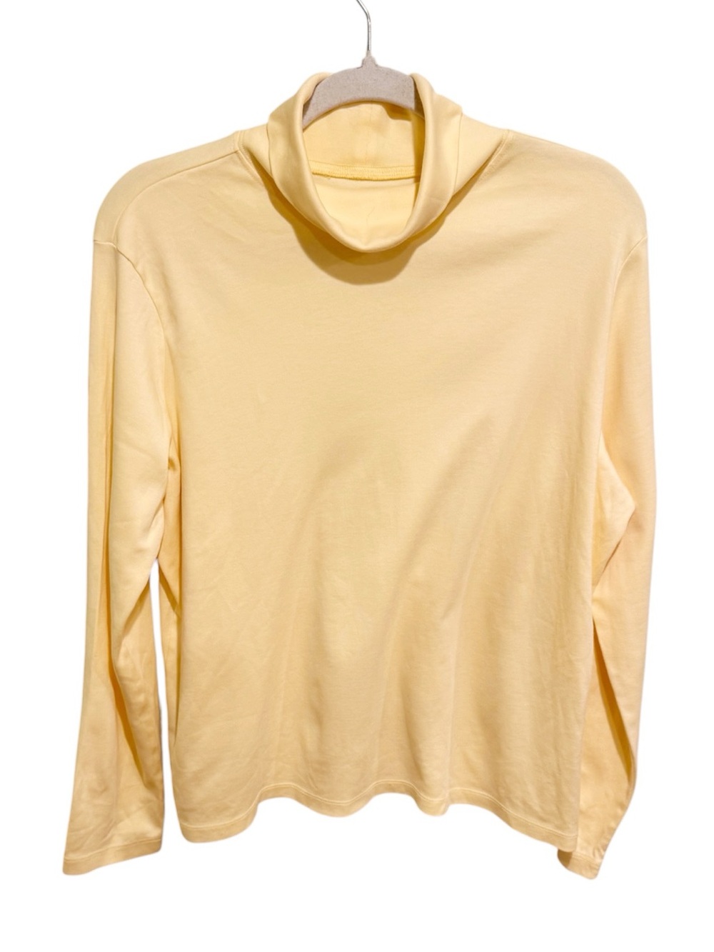 NWOT L.L. Bean Pale Yellow Turtleneck Long Sleeve Top (Super Sift Supima Cotton)